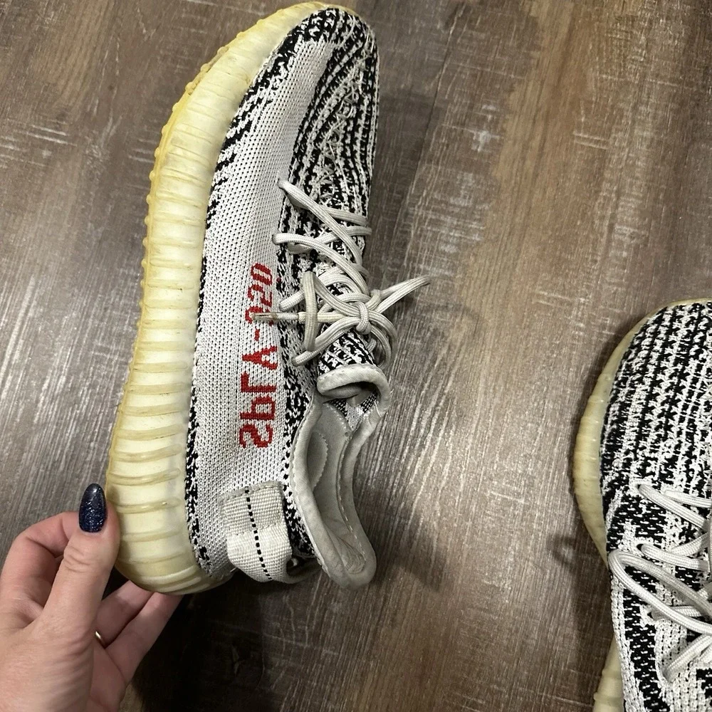 Adidas Yeezy Boost 350 V2 Zebra White Black Red CP9654 Mens Size 7
